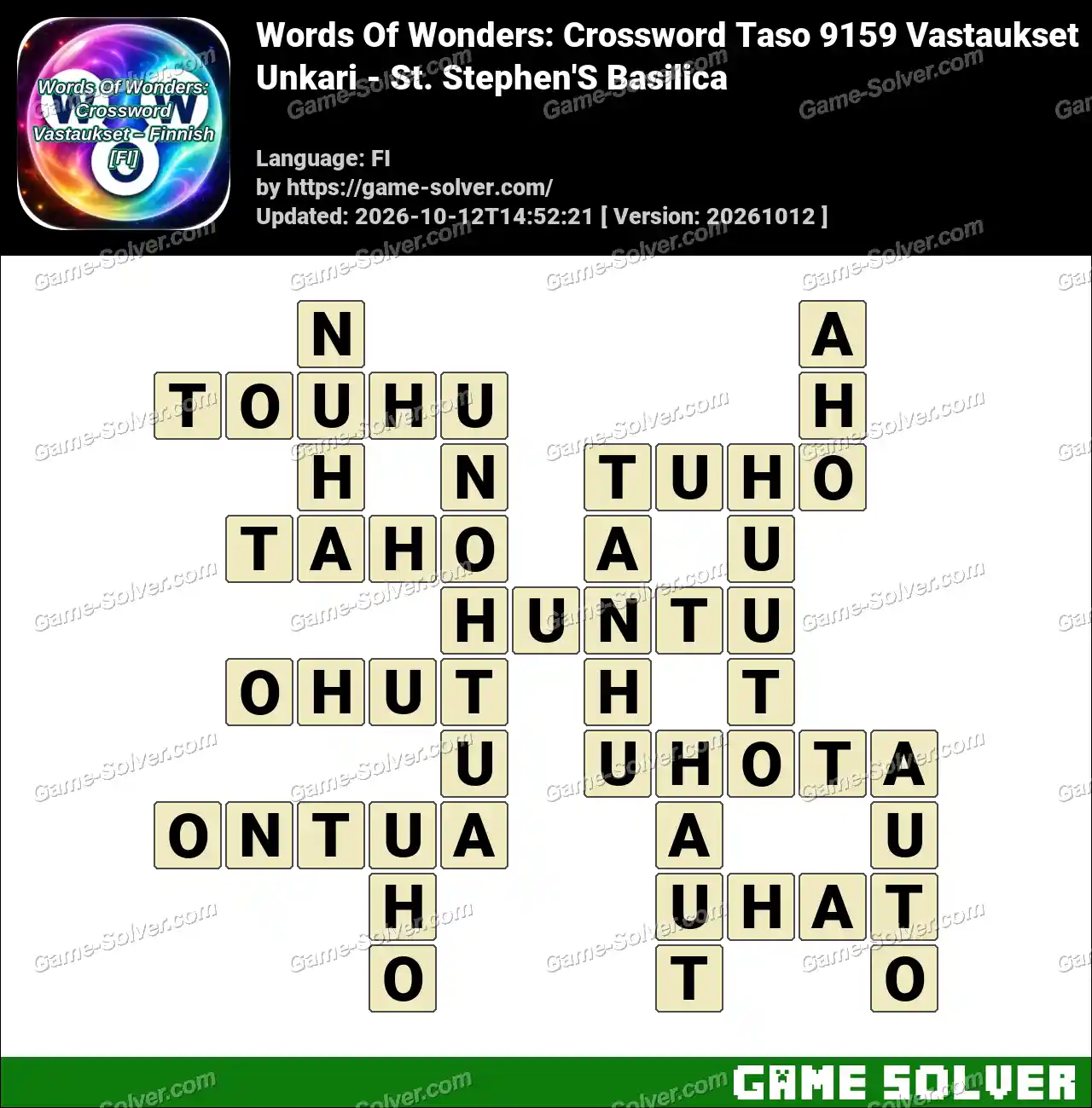 Words Of Wonders: Crossword Taso 9159 Vastaukset – Unkari – St. Stephen’S Basilica